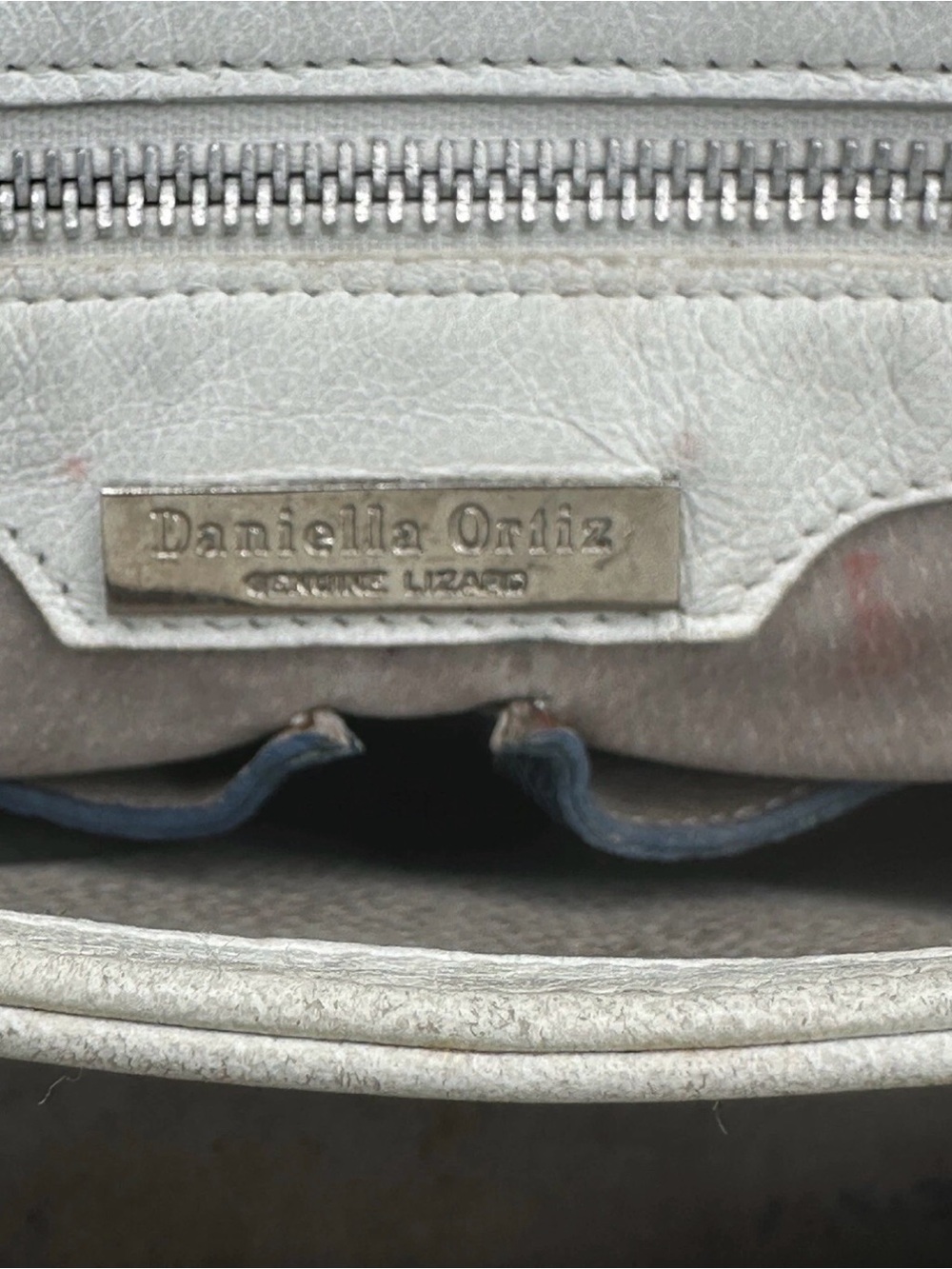 Daniella Ortiz White Leather with Blue/Green Lizard Accent - Picture 12 of 16